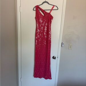 Red One Shoulder Sleeveless Gown for Cocktail